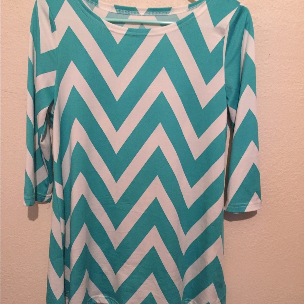 Turquoise and white dress